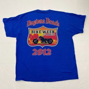Daytona Beach Bike Week T Shirt 2012 Fruit of the Loom Graphic Blue Size 2XL